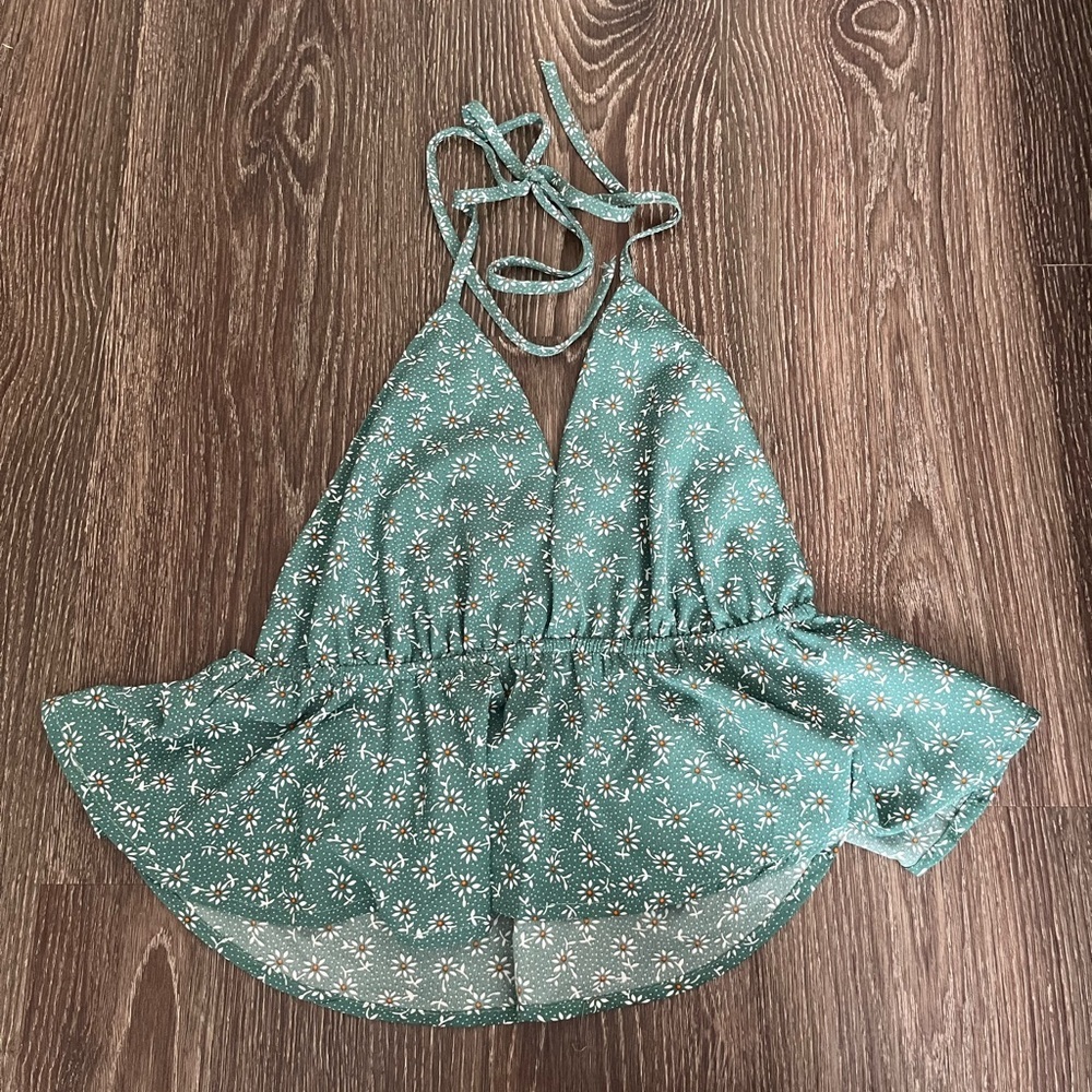 Floral Halter Top in Green